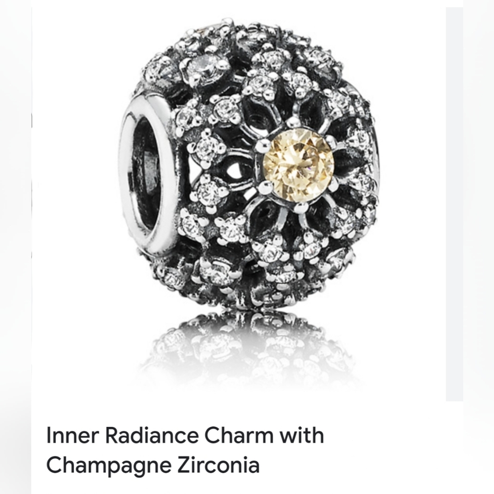 Pandora 'Inner Radiance' Silver and Zirconia Charm Retired